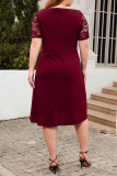 Plain Lace Splicing Plus Size Dress