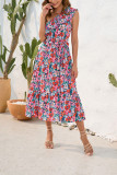 One Shoulder Ruffle Tie Waist Floral Dress