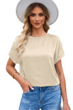 Apricot Solid Color Short Sleeve T Shirt
