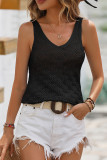 Plain V Neck Geometric Knit Tank Top