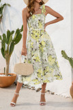 Spaghetti Floral SLeeveless Smocked Dress