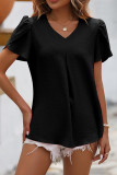 V Neck Pin-Tucked Turlip Sleeves Top