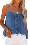 Plain Denim Spaghetti Button Cami Top