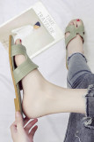 Plain PU Flat Slippers
