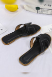 Plain PU Flat Slippers