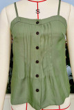 Plain Denim Spaghetti Button Cami Top