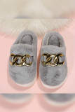 Metal Chain Fluffy Slipper