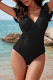 V Neck Ruffle Sleeves One Piece Swimsuit
