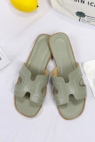 Plain PU Flat Slippers