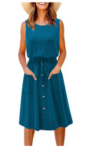 Plain Tank Button Pockets Dress