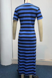 V Neck Split Stripes Dress