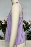 Plain Denim Spaghetti Button Cami Top