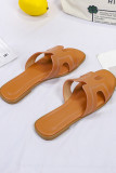 Plain PU Flat Slippers