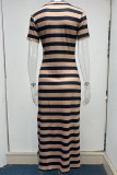 V Neck Split Stripes Dress