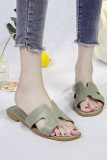 Plain PU Flat Slippers