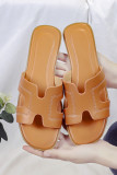 Plain PU Flat Slippers