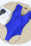 V Neck Ruffle Sleeves One Piece Swimsuit