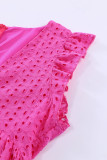 Rose Hollow out Ruffled Flutter Sleeve Mini Dress