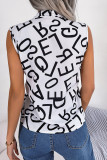 Letter Print V Neck Sleeveless Shirt