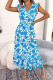 V Neck Flutter Sleeves Maxi Floral Dress