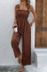 Brown Cheetah Print Smocked Wide Leg Jumpsuit