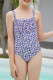 Daisy Print Ruched Girl One Piece Swimsuit