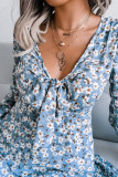 Bowknot Puff Sleeves Flower Dress