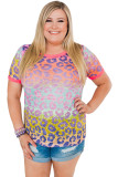 Plus Size Leopard Tie-dye T-shirt