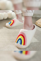 Rainbow Knit Fluffy Slippers