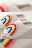 Rainbow Knit Fluffy Slippers