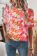 Multicolor Boho Flower Print Puff Short Sleeve Top