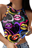 Sleeveless Printing Crop Top