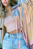 Star Patchwork Tassels Open Button Jacket