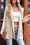 Plain Silky Puff Open Shirt Cardigan