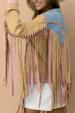 Star Patchwork Tassels Open Button Jacket