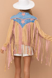 Star Patchwork Tassels Open Button Jacket