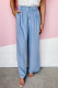 Sky Blue High Waist Pleated Wide Leg Jeans