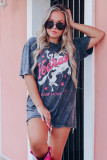 Black Western Yeehaw Graphic Print Short Sleeve T Shirt
