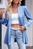 Plain Silky Puff Open Shirt Cardigan