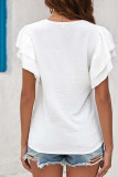 V Neck Ruffle SLeeves Plain Top