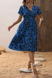 V Neck Smocked Waist Midi Floral Dress