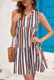 V Neck Striped Tiered Dress