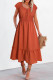 Puff Sleeve Tied V-Neck Smock Waist Frill Midi Dress