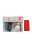 Lettering Patchwork Clear Cosmetic Bag MOQ 3pcs