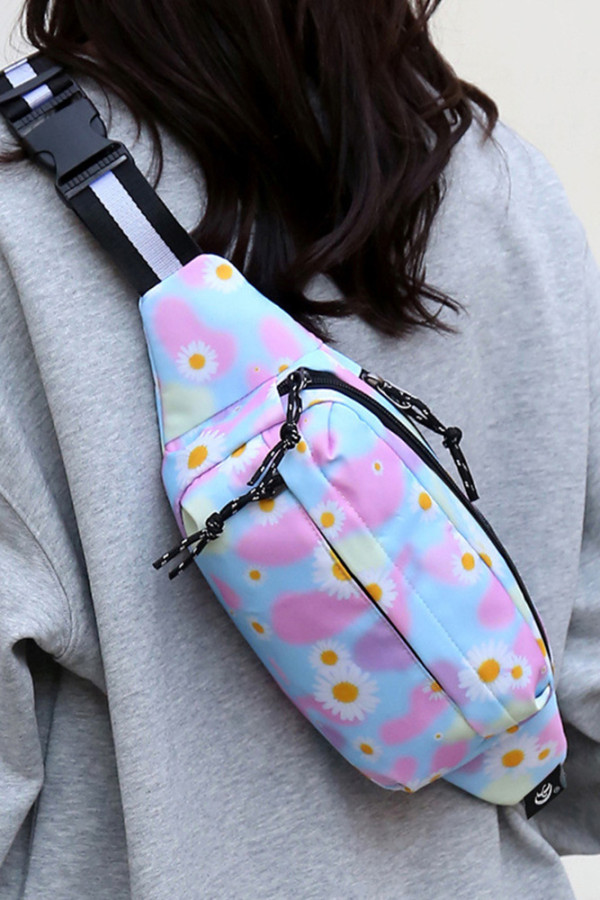 Checked Floral Print Nylon Sling Bag MOQ 3pcs