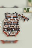 Western Style Bull Cactus Pompom 2PCS Set Baby Romper