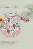Western Style Bull Cactus Pompom 2PCS Set Baby Romper