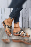 Leopard Hollowed Wedge Sandals