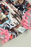 Western Style Bull Cactus Pompom 2PCS Set Baby Romper
