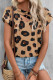 Khaki Leopard Strappy V Neck Overlap Sleeve Top